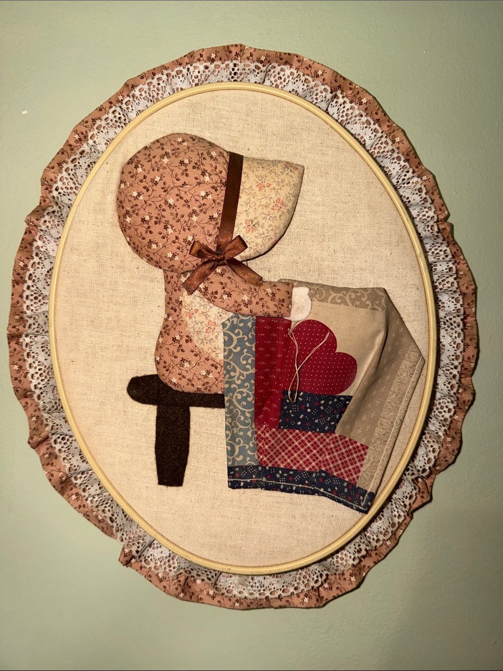 Sunbonnet Sue Fabric Wall Art with Patchwork Quilt